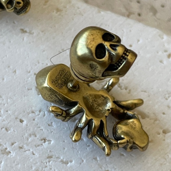 Alexander McQueen Bronze Spider Skull Stud Earrings - Picture 3 of 3